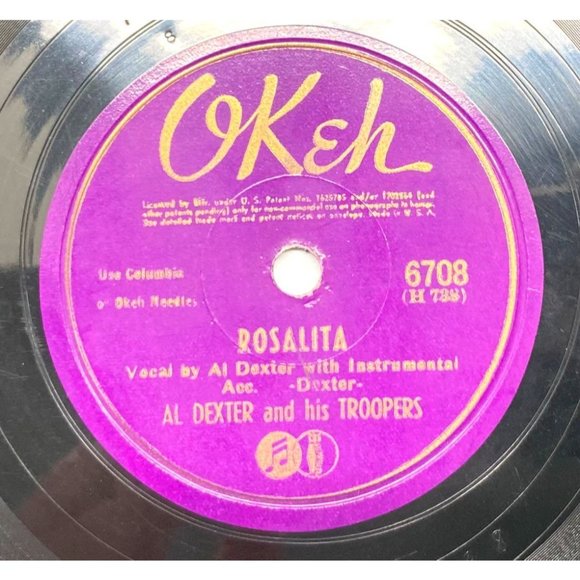 Al Dexter Troopers Pistol Packin Mama 10" Record 78RPM Okeh 6708 Rosalita - Picture 2 of 5